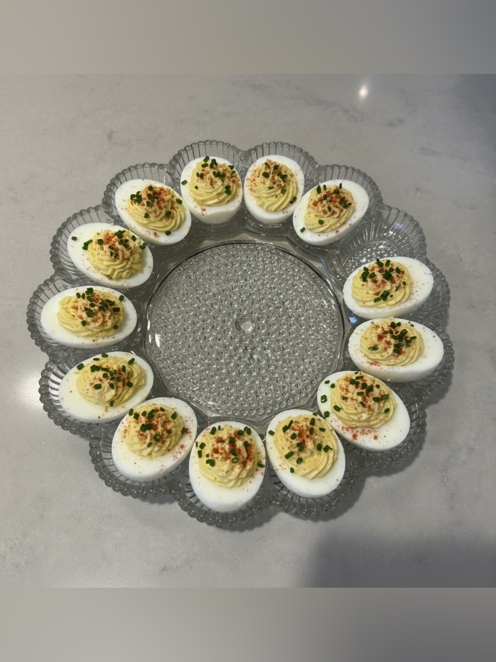 Vintage hobnail clear Glass Deviled Egg Platter - Decorative Serving Tray